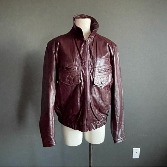 Vintage Wilsons Oxblood Leather Bomber Jacket Plush Lined Zip Front Size 42 - Picture 7 of 15